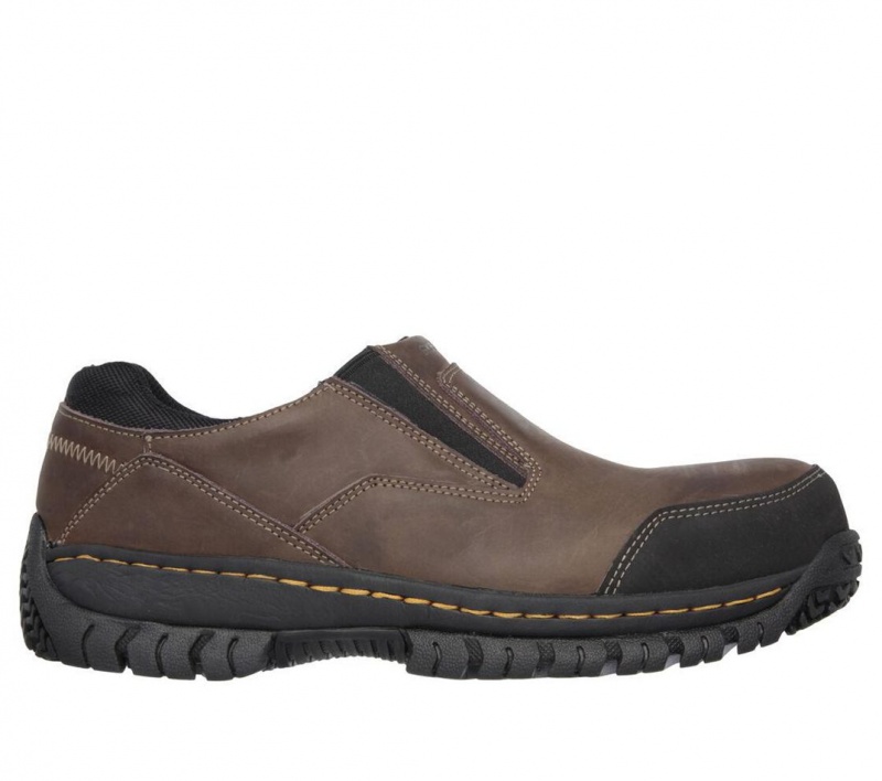 Brown Skechers Relaxed Fit: Hartan St Men\'s Work Shoes | XFRU-21976