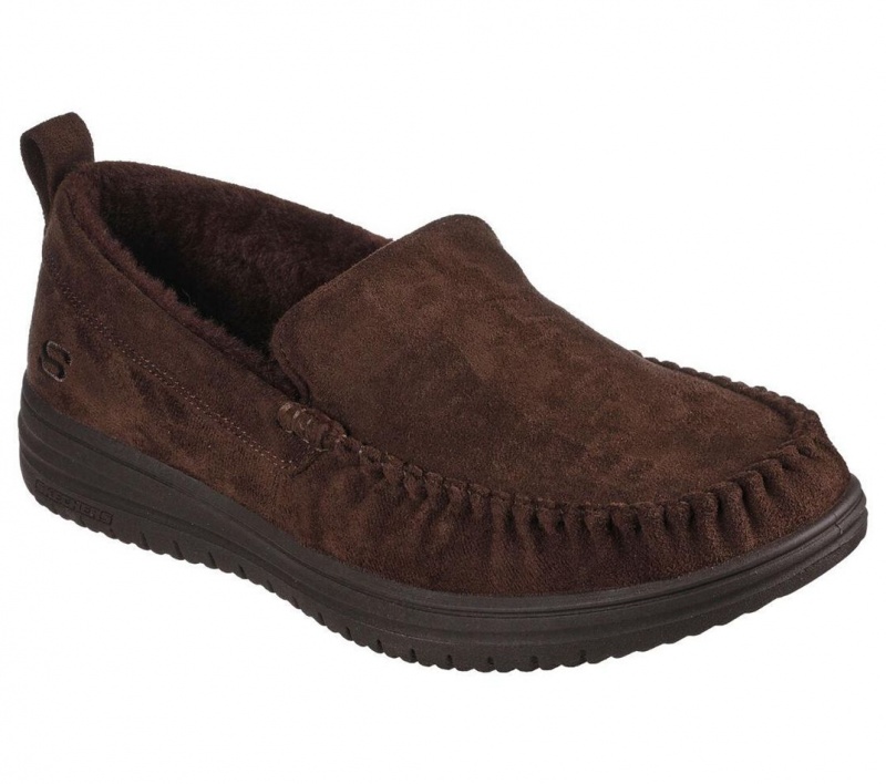 Brown Skechers Relaxed Fit: Murette - Ghetti Men's Slip On | KBDO-69350