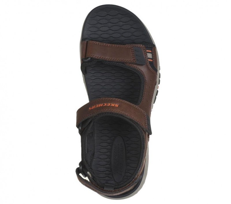 Brown Skechers Relaxed Fit: Prewitt - Rigdon Men's Sandals | SVPQ-80216