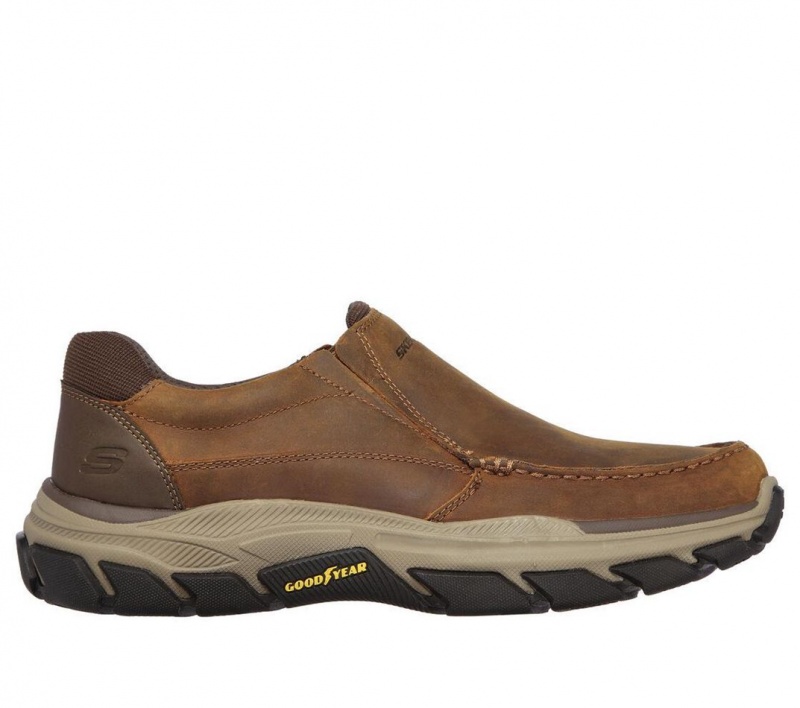 Brown Skechers Relaxed Fit: Respected - Catel Men\'s Slip On | EDVH-54176