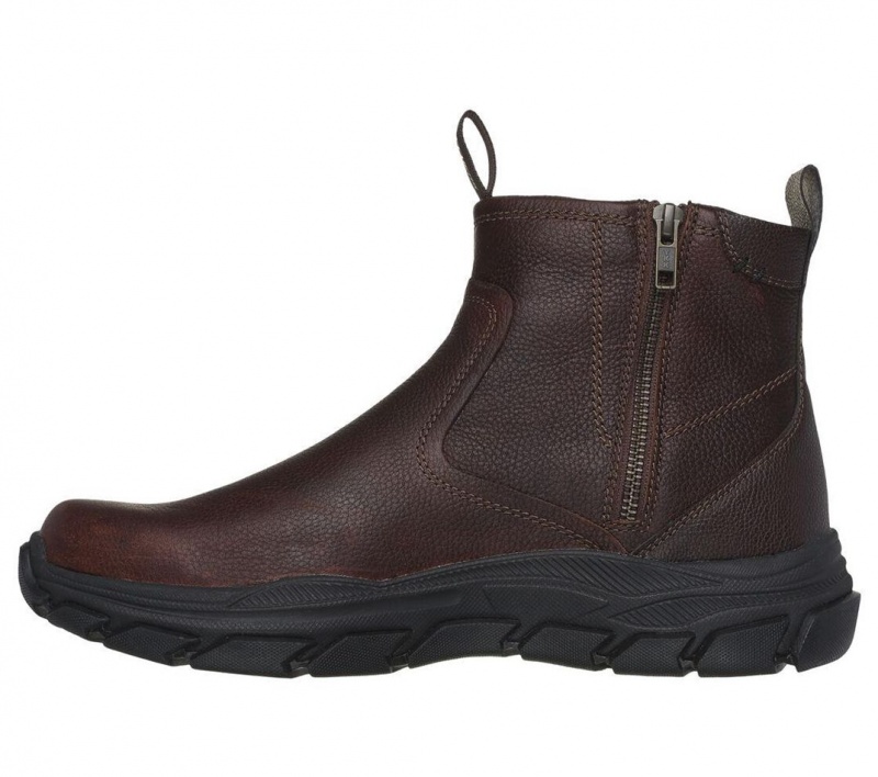 Brown Skechers Relaxed Fit: Respected - Evanston Men's Boots | LIJB-68907