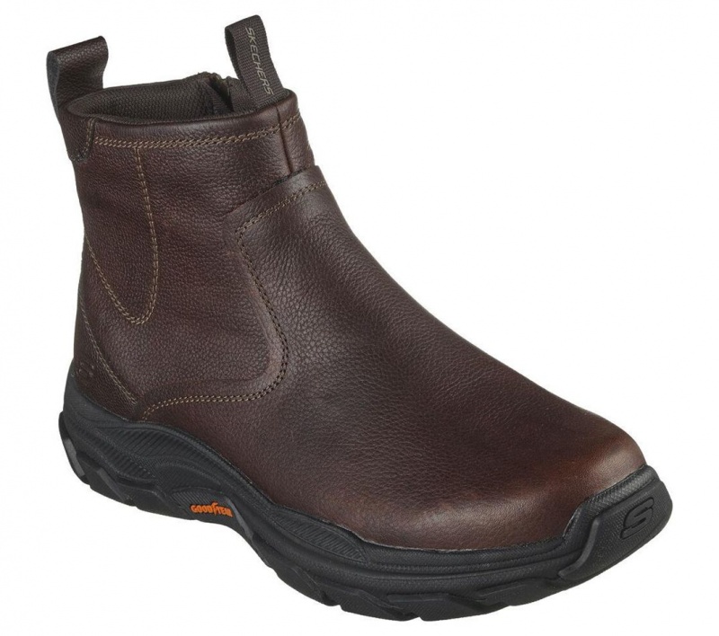 Brown Skechers Relaxed Fit: Respected - Evanston Men's Boots | LIJB-68907