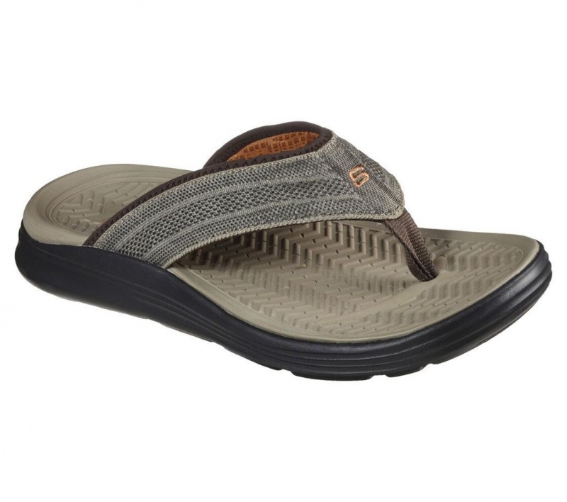 Brown Skechers Relaxed Fit: Sargo - Point Vista Men's Sandals | PQDT-09871