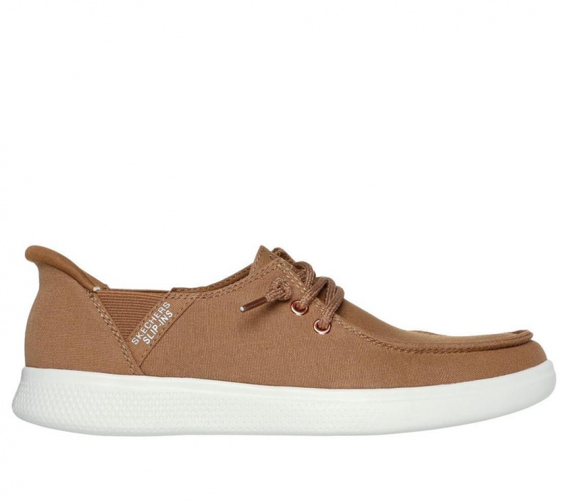 Brown Skechers Slip-ins: Bobs Skip Cute - Spot Twist Women\'s Boat Shoes | IHPA-61492