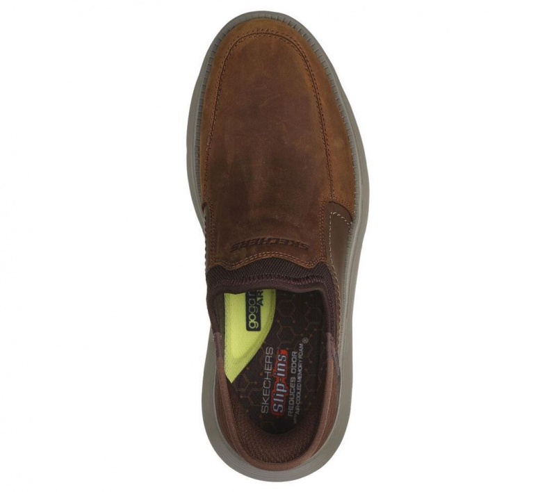 Brown Skechers Slip-ins: Garza - Dorado Men's Dress Shoes | BZFU-43502