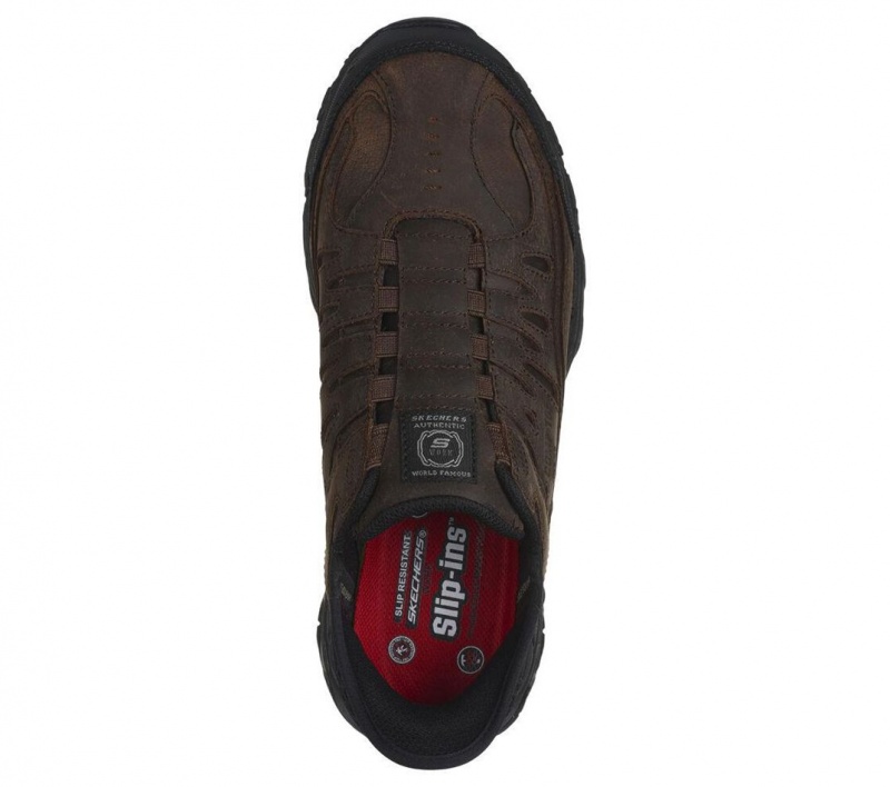 Brown Skechers Slip-ins Holdredge - Ryker Men's Work Shoes | YIQD-41756