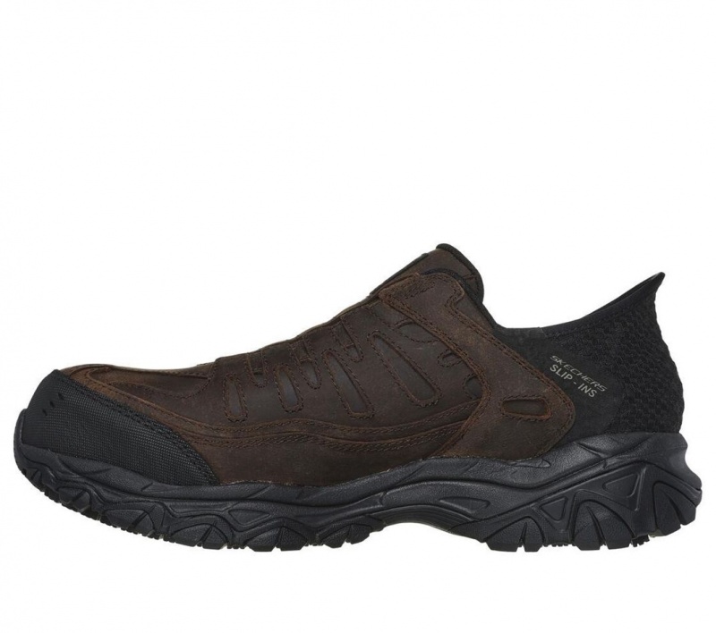 Brown Skechers Slip-ins Holdredge - Ryker Men's Work Shoes | YIQD-41756