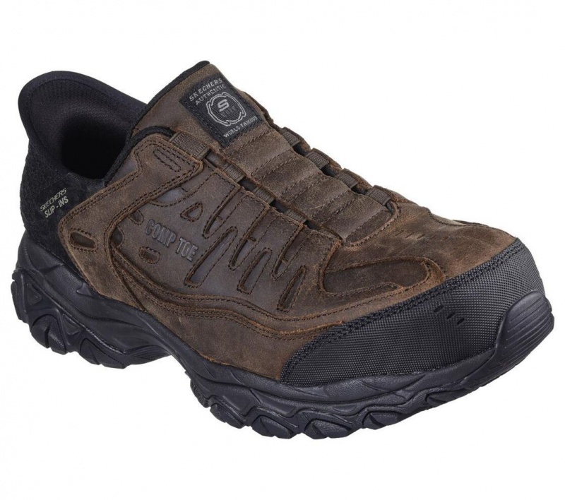 Brown Skechers Slip-ins Holdredge - Ryker Men's Work Shoes | YIQD-41756