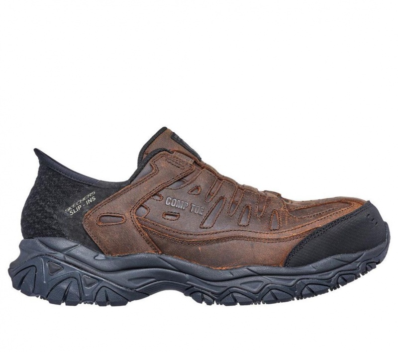 Brown Skechers Slip-ins Holdredge - Ryker Men\'s Work Shoes | YIQD-41756