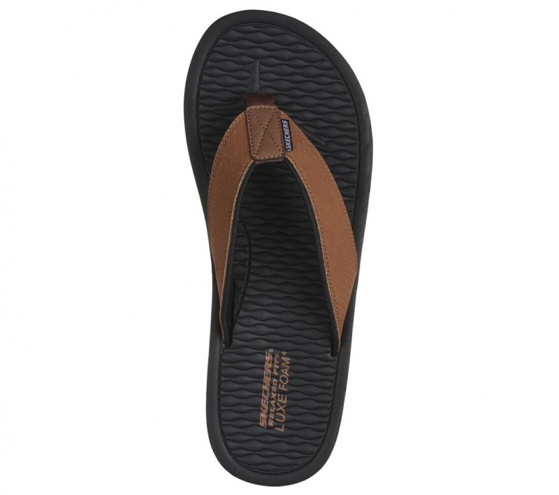 Brown Skechers Tantric - Copano Men's Sandals | IJZP-85639