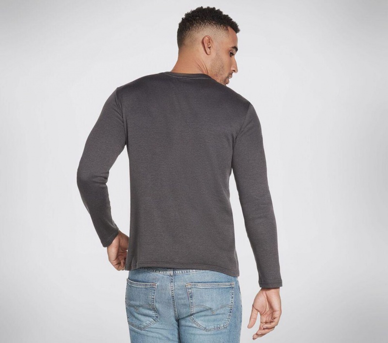 Grey Skechers Apparel Goknit Pique Henley Men's Top | BPWL-47952