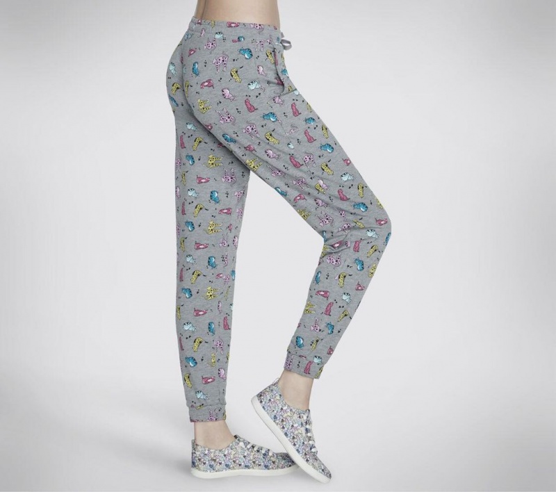 Grey Skechers Bobs Purrfect Terry Pretty Kitty Jogger Women's Pants | ORQI-72168