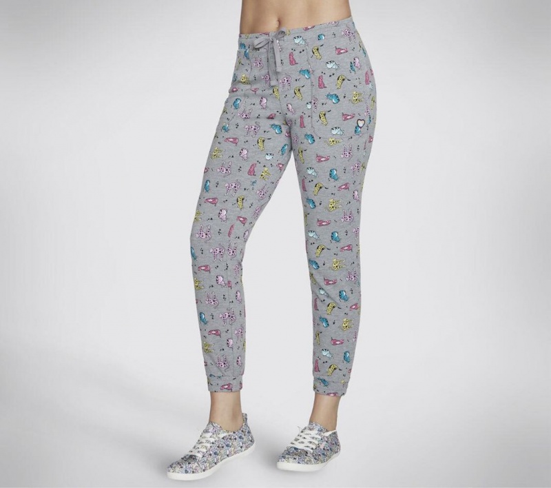 Grey Skechers Bobs Purrfect Terry Pretty Kitty Jogger Women's Pants | ORQI-72168