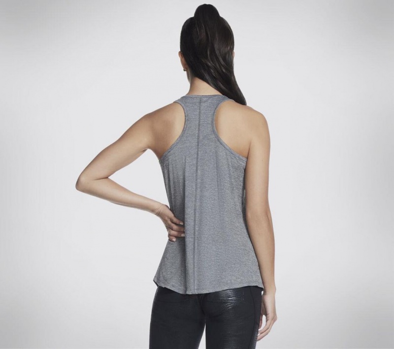 Grey Skechers Go Dri Swift Racerback Women's Tank Top | ORLC-20891