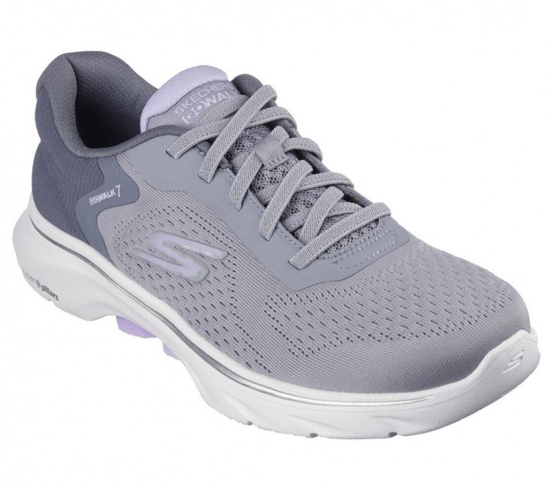 Grey Skechers Go Walk 7 - Cosmic Waves Women's Sneakers | DPKZ-08416