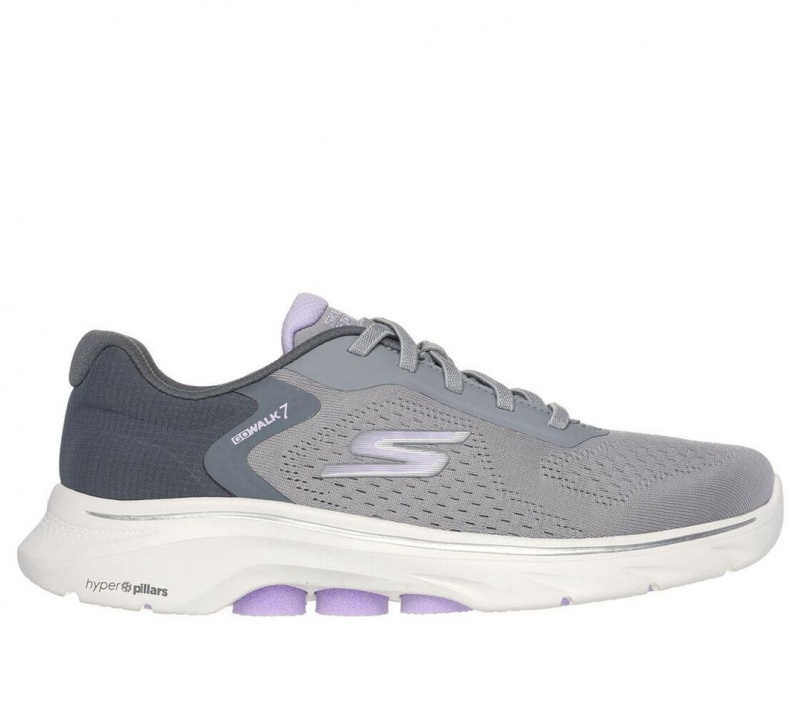 Grey Skechers Go Walk 7 - Cosmic Waves Women\'s Sneakers | DPKZ-08416