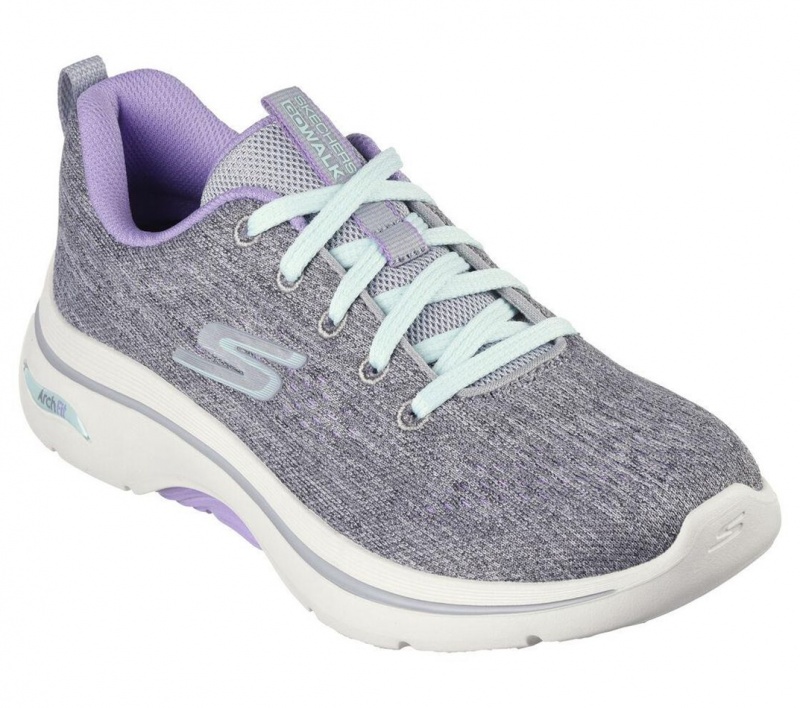 Grey Skechers Go Walk Arch Fit 2.0 - Vivid Sunset Women's Sneakers | KMCH-78953