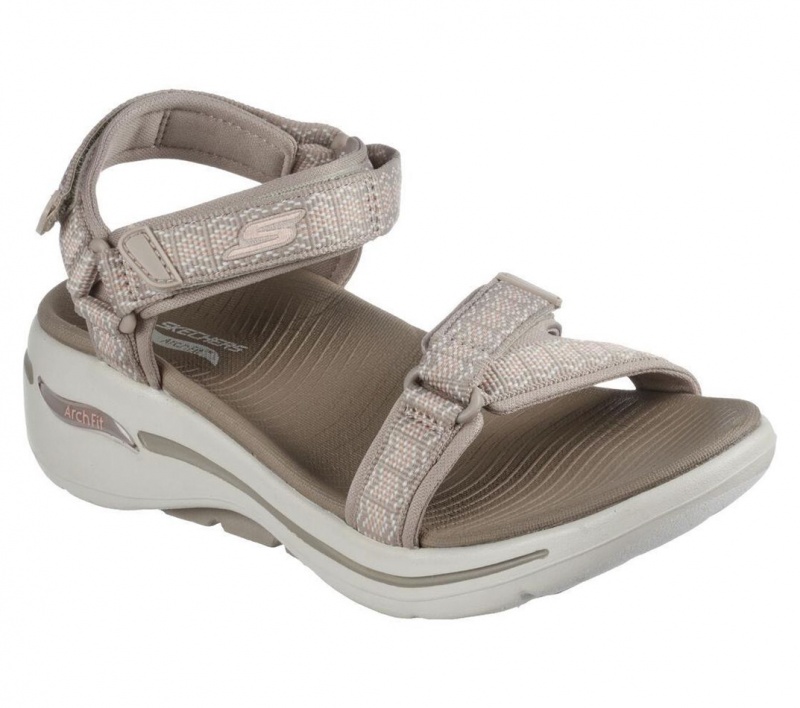 Grey Skechers Go Walk Arch Fit - Affinity Women's Sandals | LEMV-92158