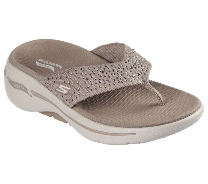 Grey Skechers Go Walk Arch Fit - Dazzle Women's Sandals | CKEZ-45796