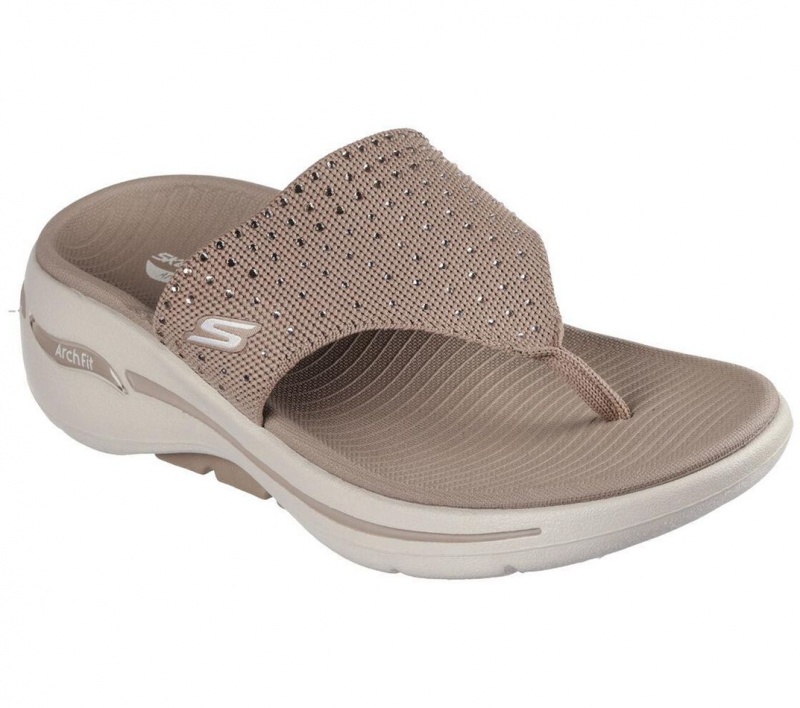 Grey Skechers Go Walk Arch Fit - Glam City Women's Sandals | JFES-18945