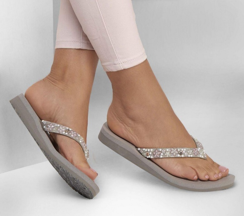 Grey Skechers Meditation - Dancing Daisy Women's Sandals | VWNK-03649