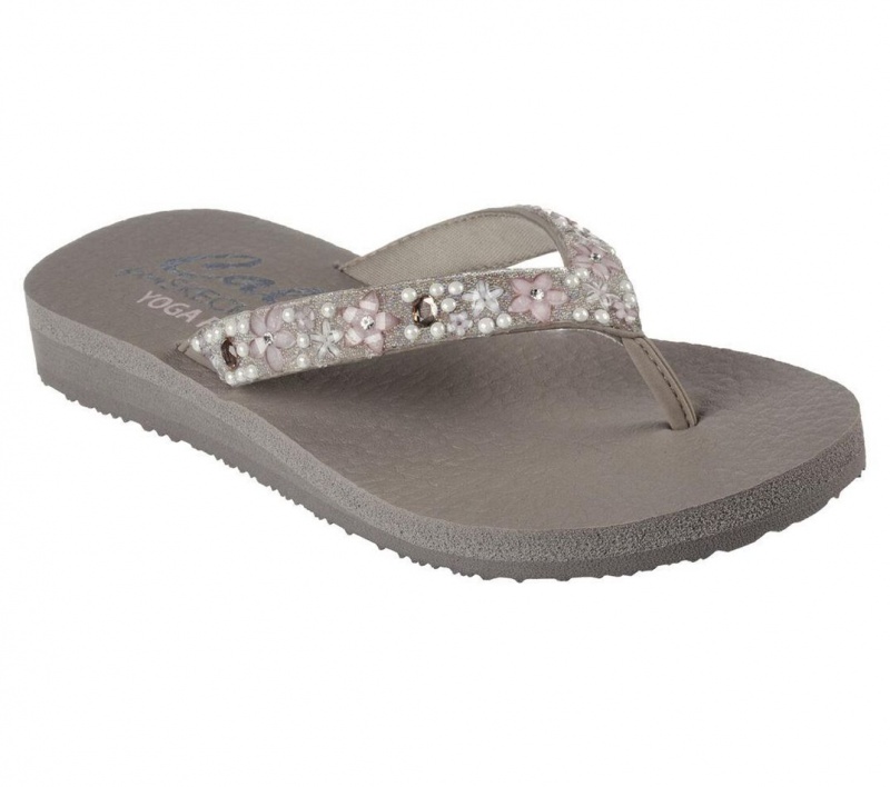 Grey Skechers Meditation - Dancing Daisy Women's Sandals | VWNK-03649