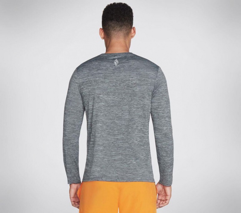 Grey Skechers On The Road Long Sleeve Men's Top | YUGN-76583