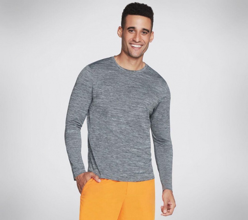 Grey Skechers On The Road Long Sleeve Men\'s Top | YUGN-76583