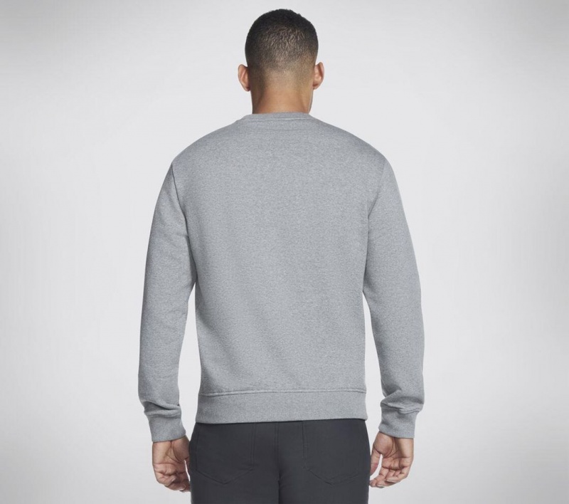 Grey Skechers Skech-sweats Delta Crew Men's Top | GQJO-27431