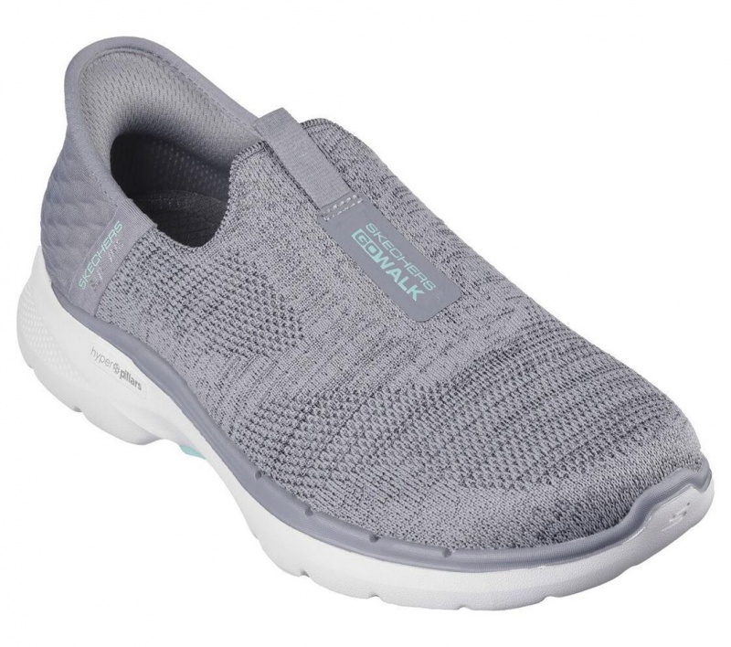 Grey Skechers Slip-ins: Go Walk 6 - Fabulous View Women's Sneakers | EROP-49358