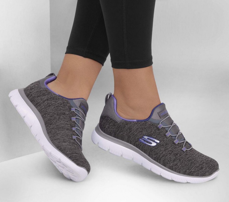 Grey Skechers Summits - Quick Getaway Women's Sneakers | AYBR-15964