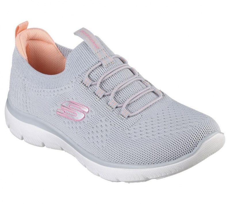 Grey Skechers Summits - Top Player Women's Sneakers | IPSR-80217