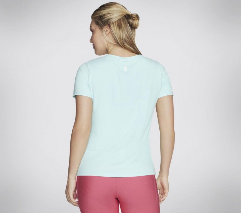 Mint Skechers Go Dri Serene V-neck Top Women's T-Shirt | RZJA-90513