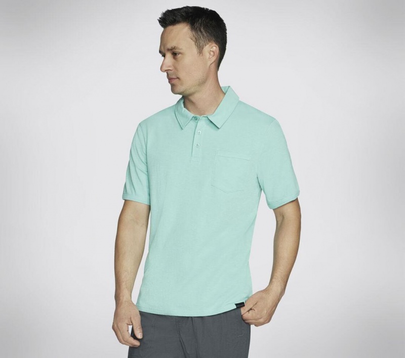 Mint Skechers Skech-breeze Slub Men's Polo Shirt | JKUD-93785