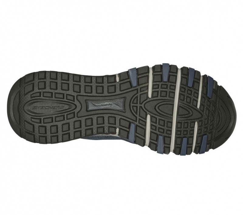 Navy Skechers Arch Fit Escape Plan Men's Sneakers | ROSL-04517