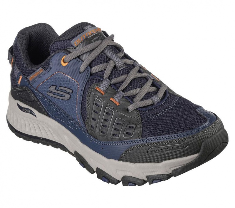 Navy Skechers Arch Fit Escape Plan Men's Sneakers | ROSL-04517