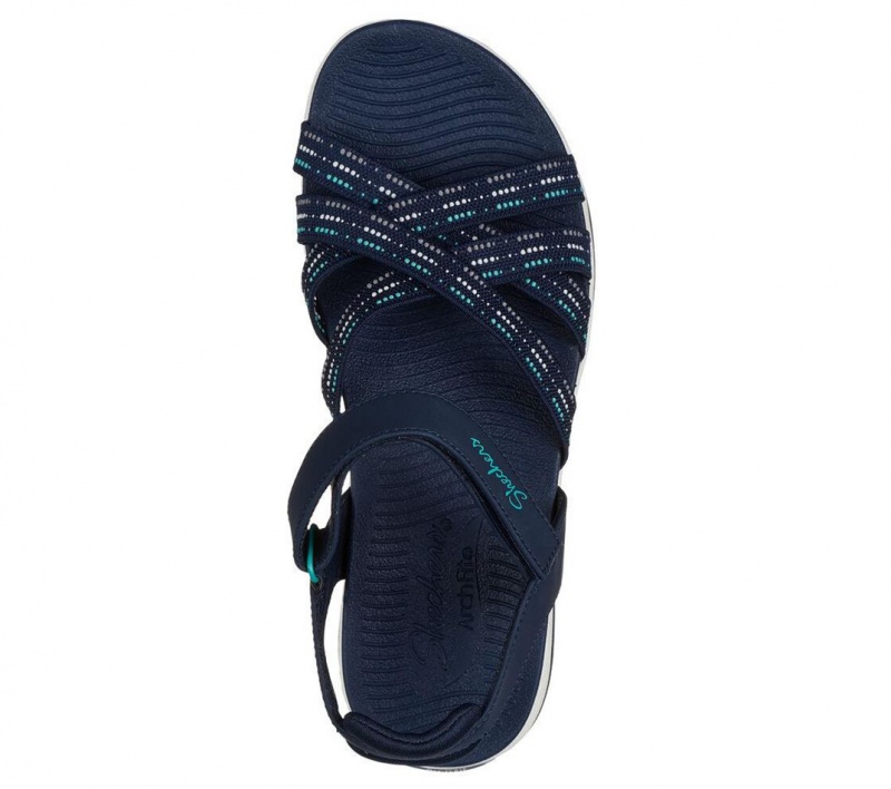 Navy Skechers Arch Fit Reggae Sport - Gotta Go Women's Sandals | FVWD-91675