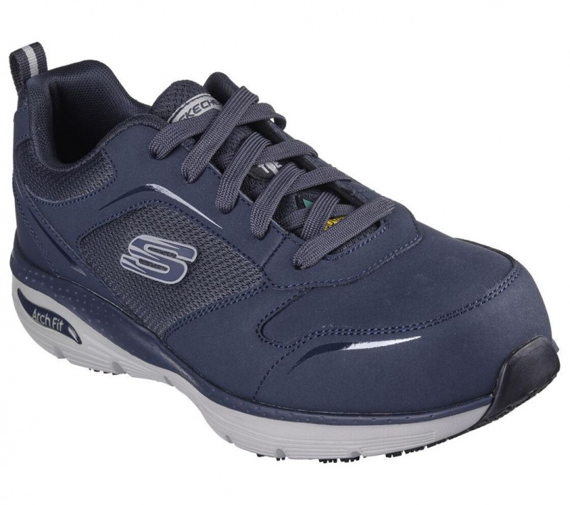 Navy Skechers Arch Fit Sr - Angis Comp Toe Men's Work Shoes | XCDW-32178