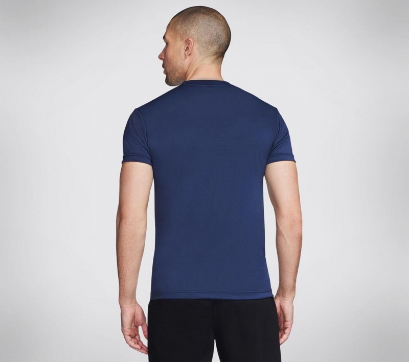 Navy Skechers Basketball: Performance Short Sleeve Men's T-Shirt | CSTJ-08316