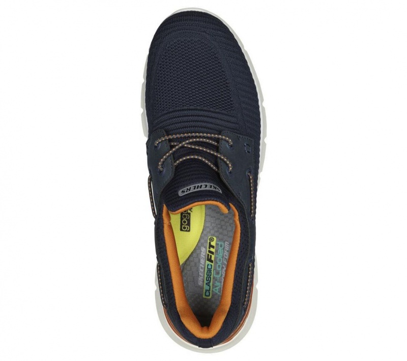 Navy Skechers Del Retto - Clean Slate Men's Boat Shoes | RFYJ-17498