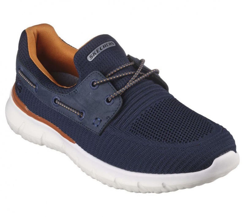 Navy Skechers Del Retto - Clean Slate Men's Boat Shoes | RFYJ-17498