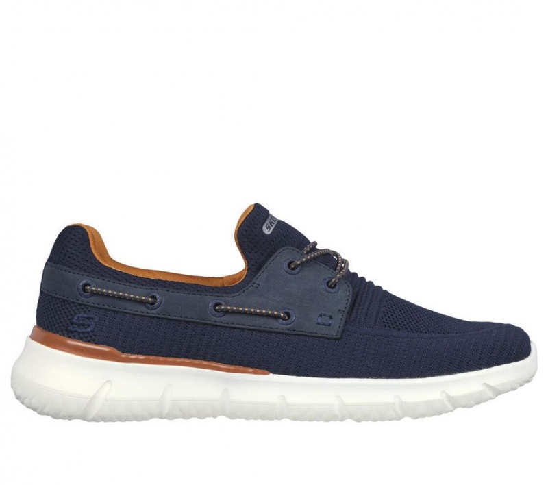 Navy Skechers Del Retto - Clean Slate Men\'s Boat Shoes | RFYJ-17498