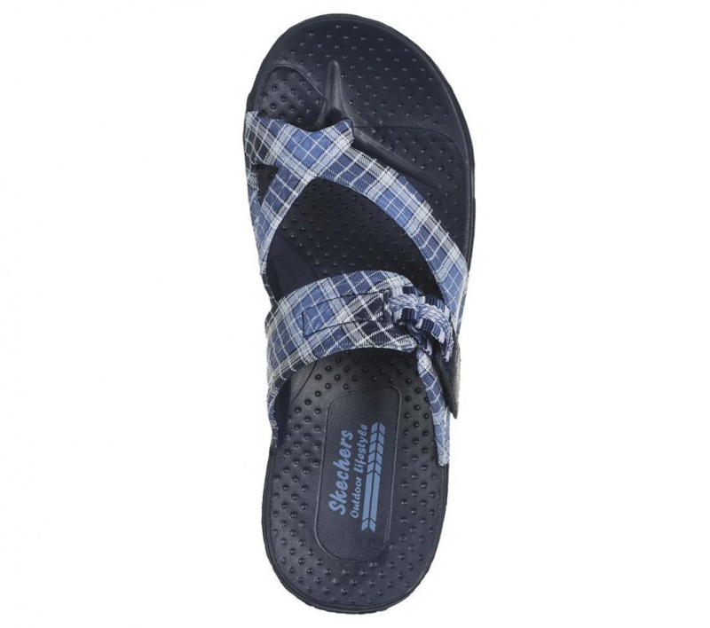 Navy Skechers Foamies: Reggae - Tartan Charm Women's Sandals | JYMR-19357