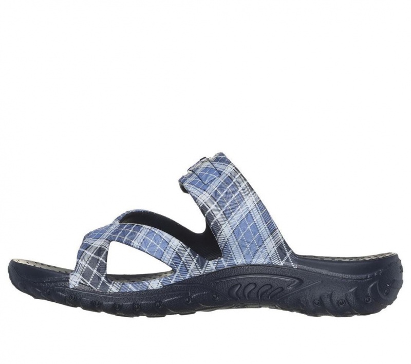 Navy Skechers Foamies: Reggae - Tartan Charm Women's Sandals | JYMR-19357