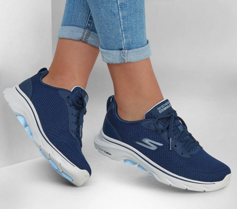 Navy Skechers Go Walk 7 - Clear Path Women's Sneakers | XBKH-20571