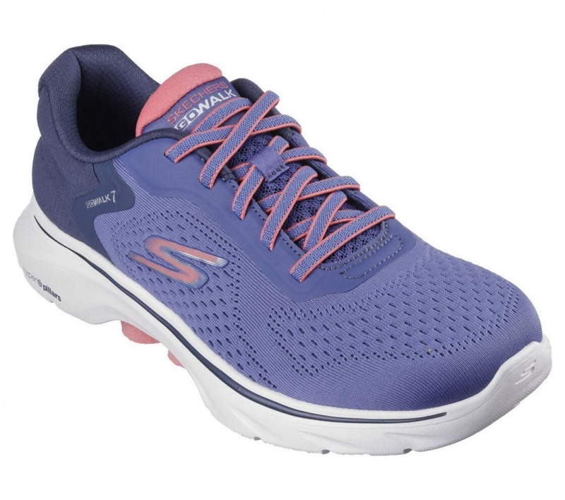 Navy Skechers Go Walk 7 - Cosmic Waves Women's Sneakers | VKNE-91657