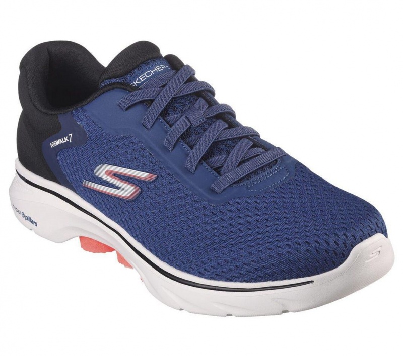 Navy Skechers Go Walk 7 - The Construct Men's Sneakers | XSKH-51029