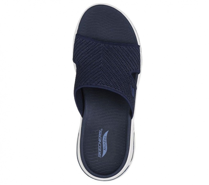 Navy Skechers Go Walk Arch Fit - Allure Women's Sandals | SLIR-05684