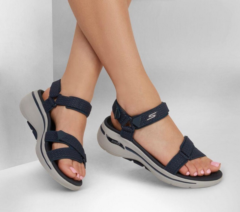 Navy Skechers Go Walk Arch Fit - Cruise Around Women's Sandals | QJAY-24051