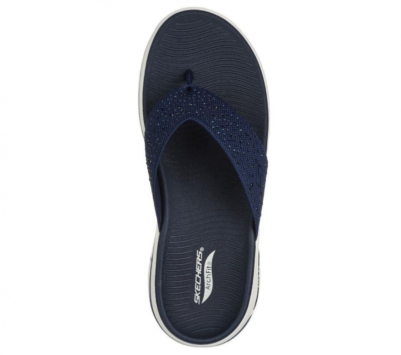 Navy Skechers Go Walk Arch Fit - Dazzle Women's Sandals | ZJND-31968